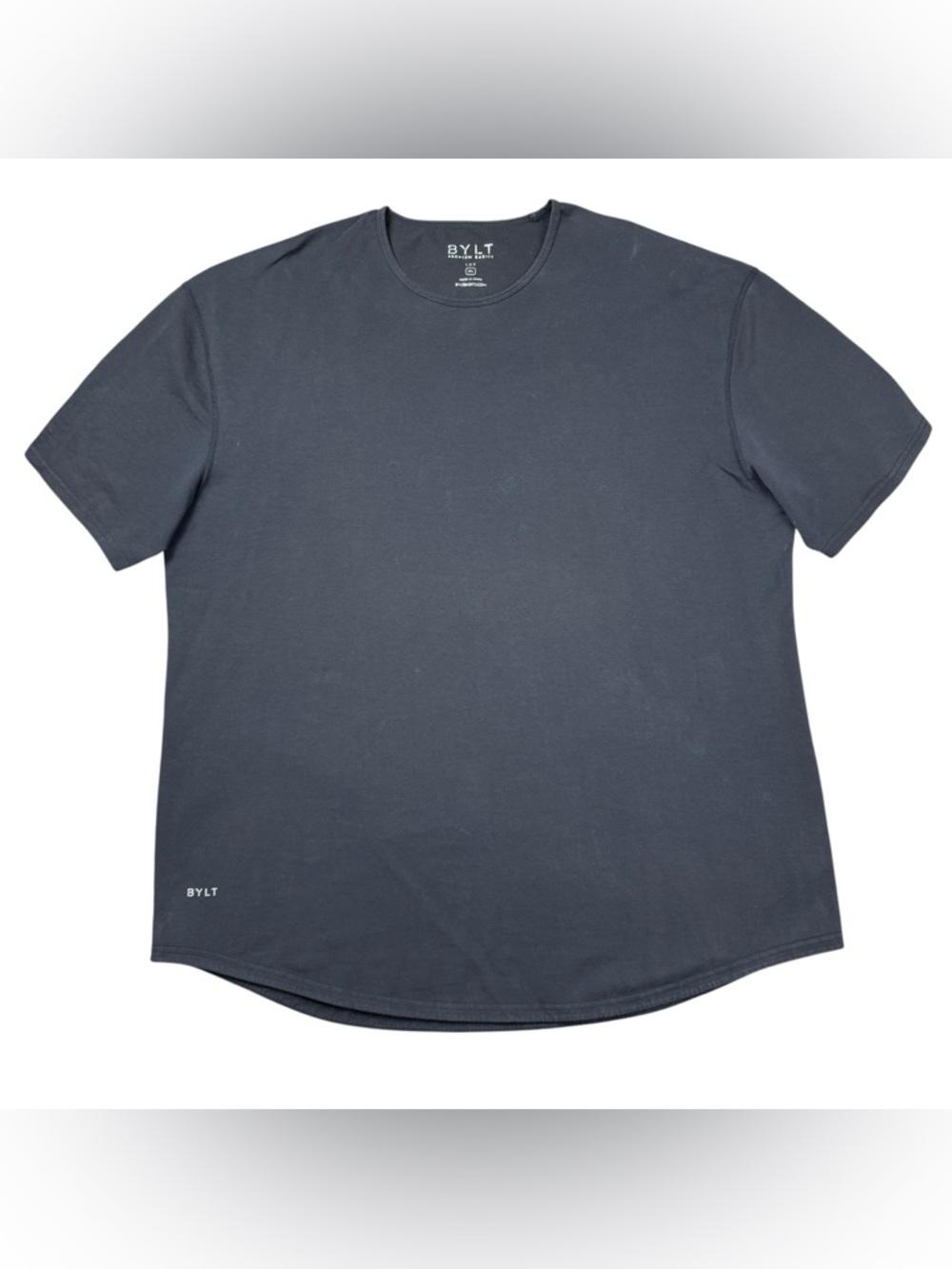 BYLT Premium Basics Drop Cut LUX Blend Tee Shirt Mens XXXL Black Charcoal Curved